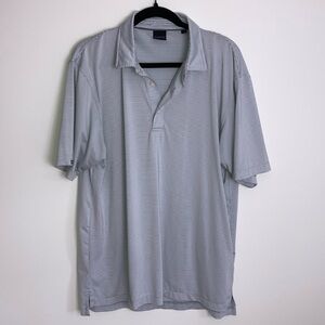 Dunning Golf Polo Shirt Grey Striped Men's Size Large Stretch Performance